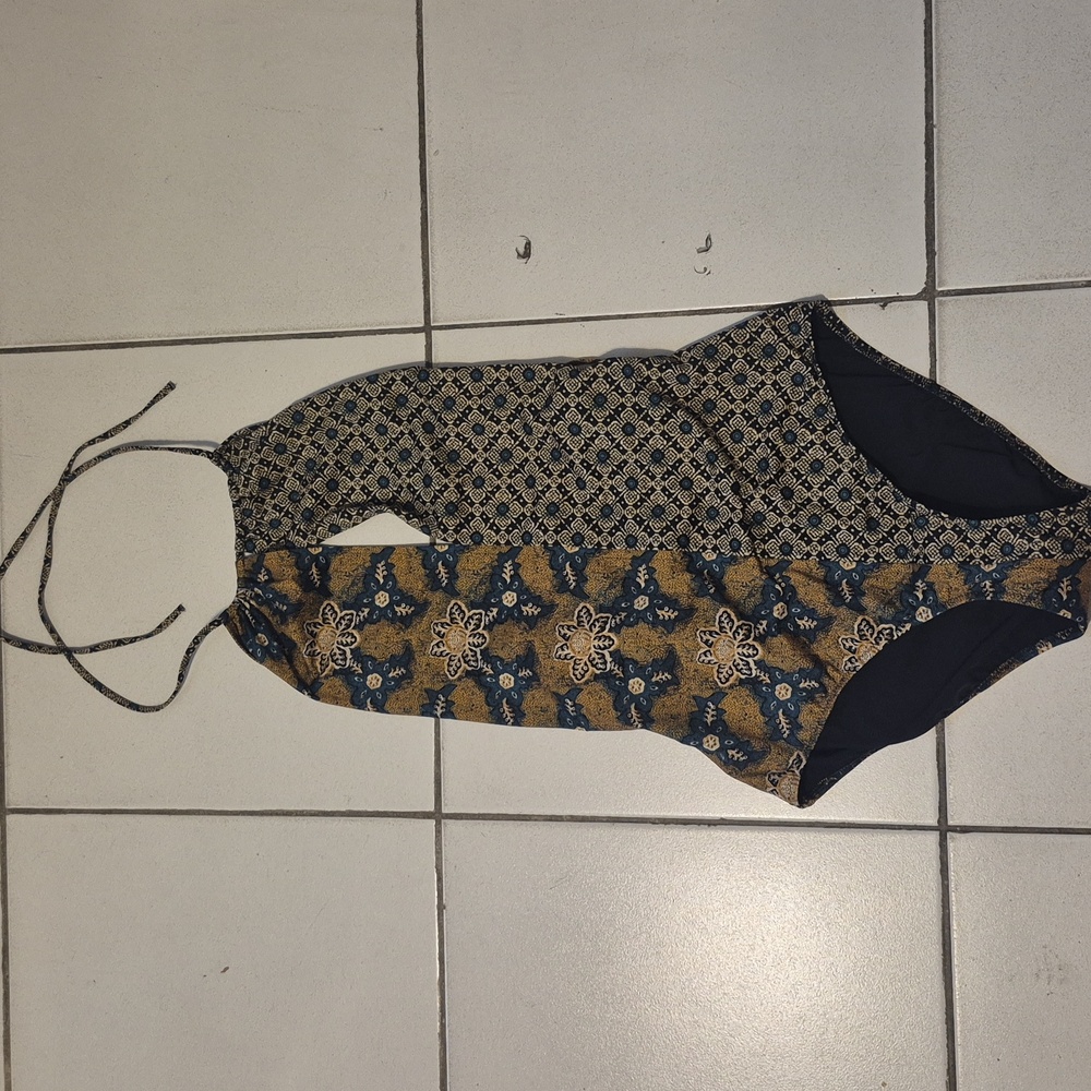Ulla Johnson Annika Printed Blue Orange Maillot One Piece Swimsuit, $370.